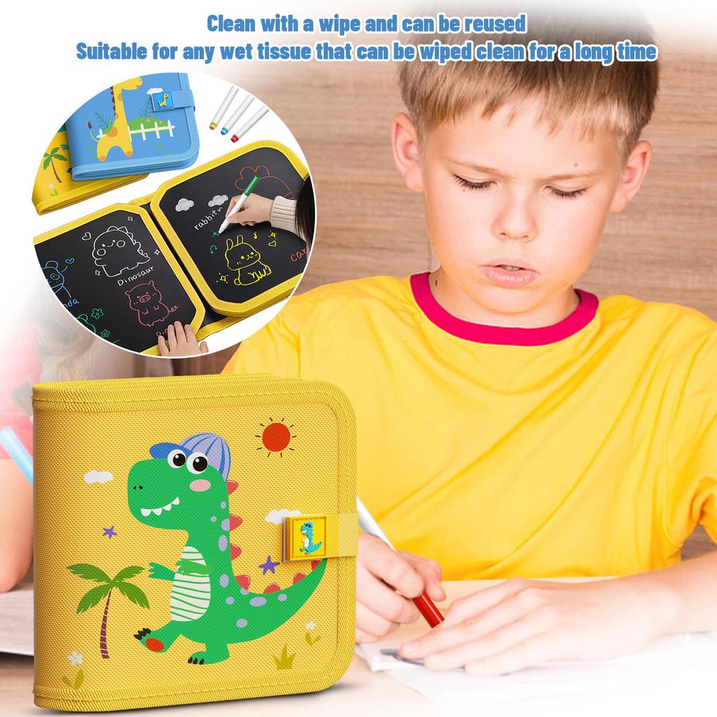 Portable Drawing Board for Kids with Water Chalk Sticks Wet Wipes and Copy Painting Book Educational Creativity Toy for Toddlers and Preschoolers