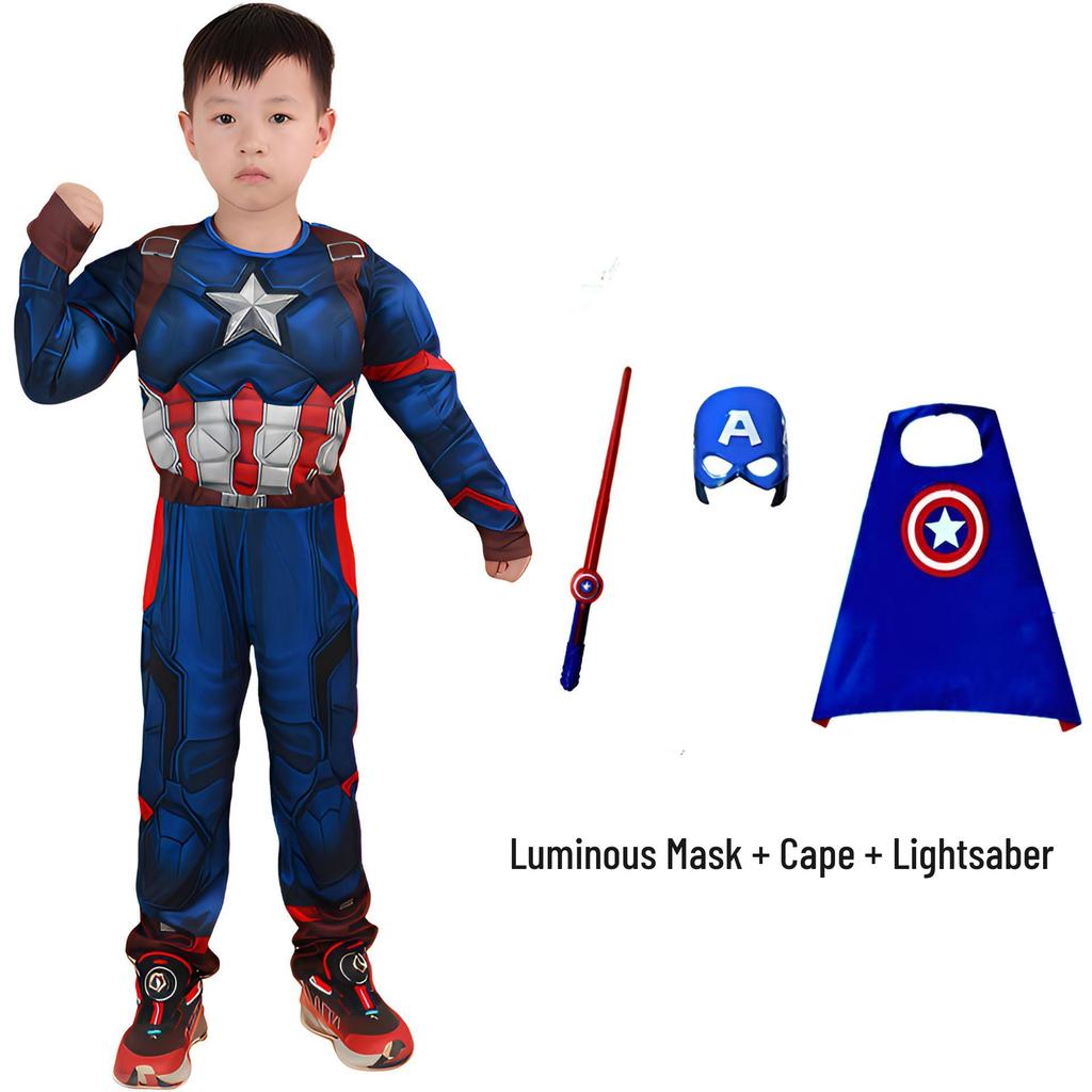 Captain America Muscle Costume for Kids & Adults - Anime Cosplay Performance Outfit