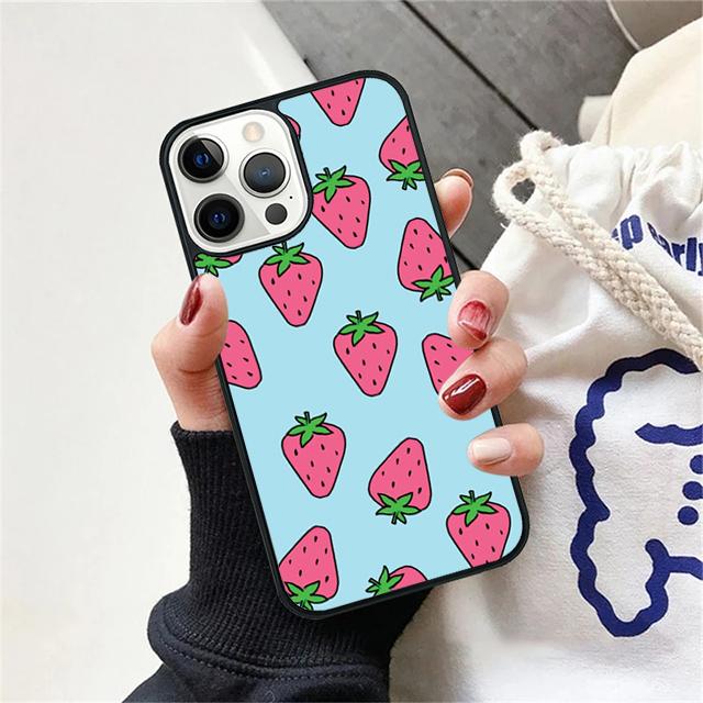Pink Strawberry Pattern Coque Shell For iPhone 17 Air 15 16 14 13 12 Pro Max 11 Pro Max Plus Phone Case Cover