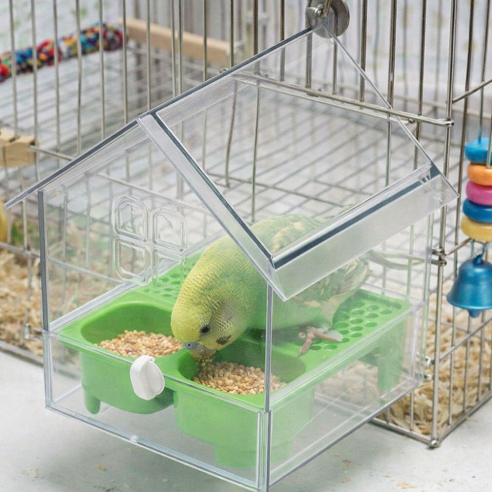 Transparenter Hängender Papageienfutterspender Verhindert Streuung Vogelbad Wellensittich Badewanne Leicht zu Reinigen