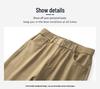 Men's All-Cotton Elastic Waist Wide-Leg Casual Pants - Solid Color, Floor-Length, Autumn Style
