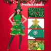 Erwachsene Damen Weihnachten Grüner Elf Weihnachtsbaum Kleid Hut Sets Neujahr Cosplay Kostüme Performance Rollenspiel Outfit