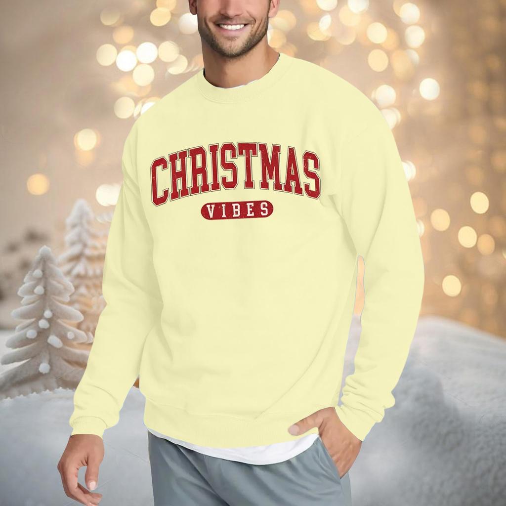 Pánská vánoční mikina volného střihu s kulatým výstřihem