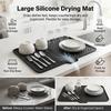 Silicone Drying Mat for Kitchen Large Non Slip Heat Resistant Drainage Pad for Dishes and Tableware