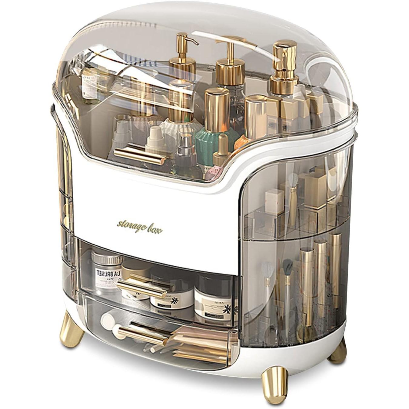 

Портативный легкий многофункциональный чехол для макияжа роскошной серии, пылезащитный косметический чехол для хранения, средства по уходу за кожей, органайзер для ювелирных изделий, коробка для губной помады белый