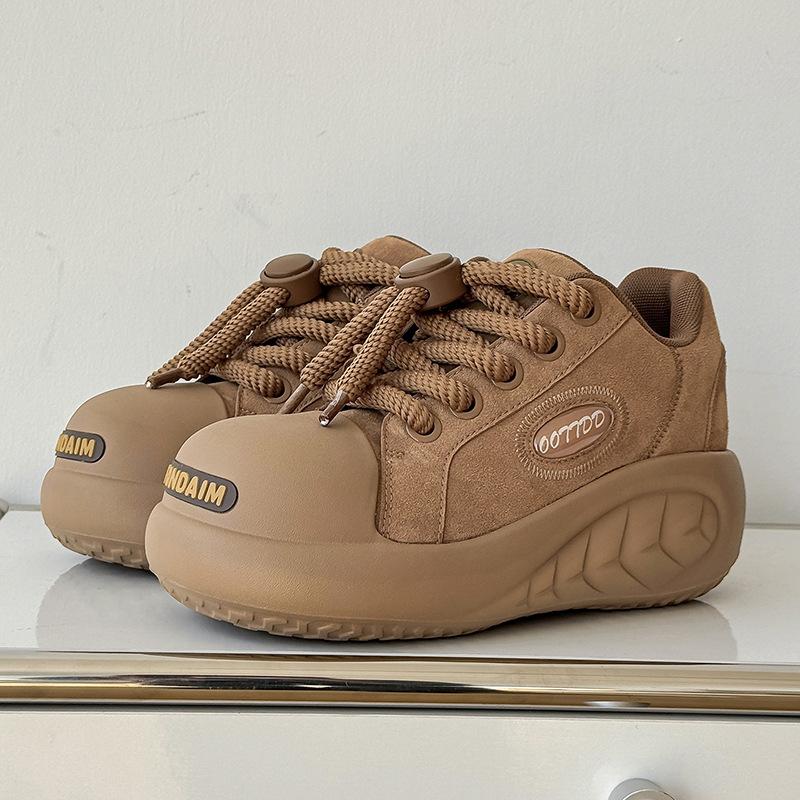 

Autumn big head bread shoes sports and leisure platform coffee couple board shoes Female 36 хаки