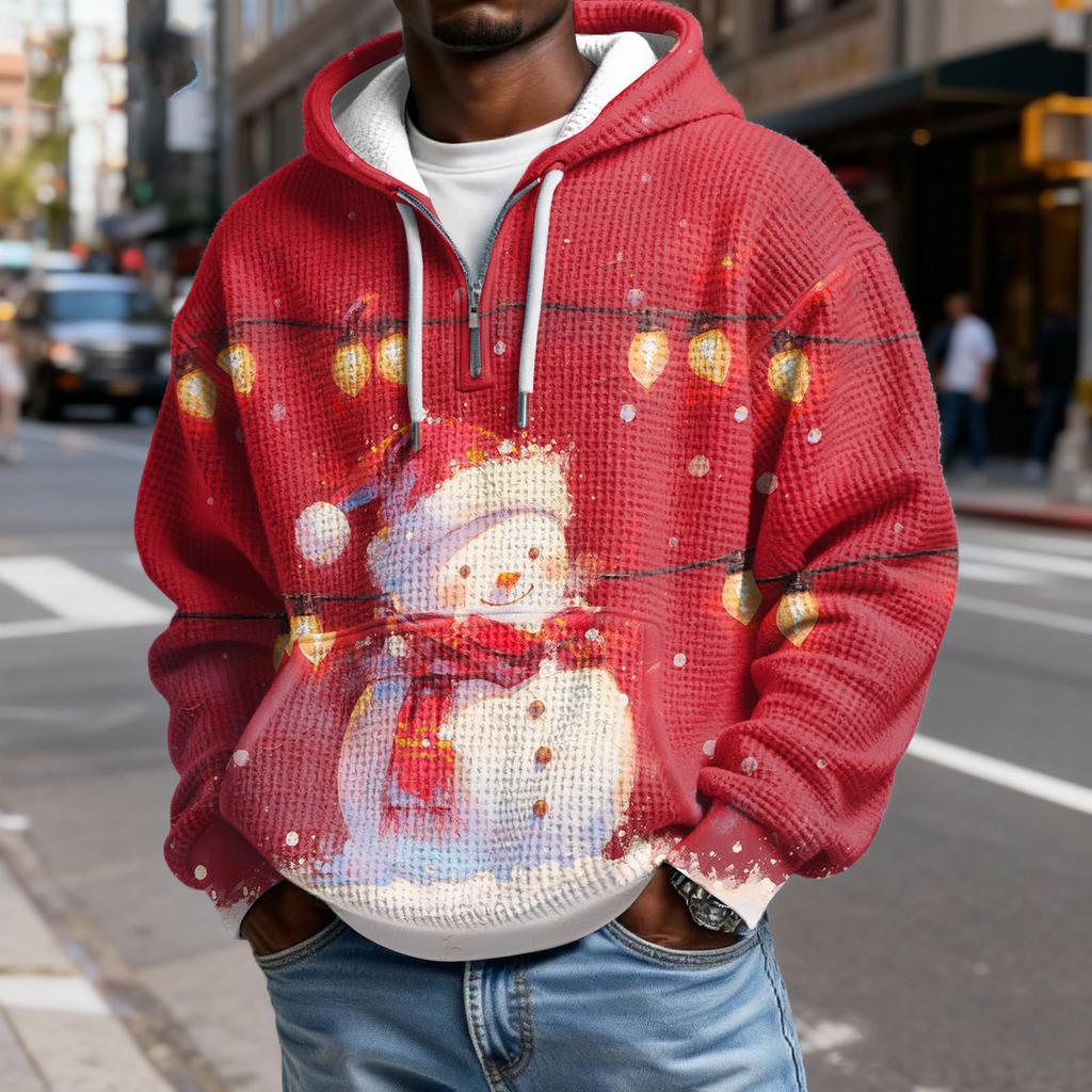 Pánská  Móda  Trendy Mikina s kapucí na půl zipu  Pulovr  Zesílená  Fleecová  Textura  Mikina