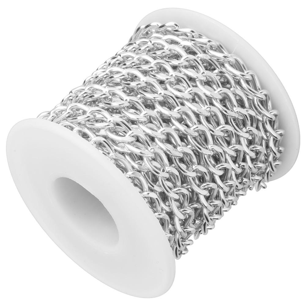 DIY Handmade Accessories Silver Aluminium Chain 7mm Wide Aluminum DIY Accessories 5Meter Twisted Links Chain DIY Crafts