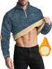 Autumn New Men's Casual Quarter Zip Fleece Lined Sweatshirt with Elbow Patches Solid Color Warm Sportswear Male Fashion Outerwear
