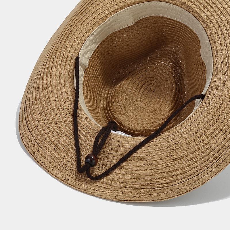 Western Wind Big Brim Belt Decorative Straw Visor Hat for Men and Women Outdoor Travel In Spring and Summer Sun Hat