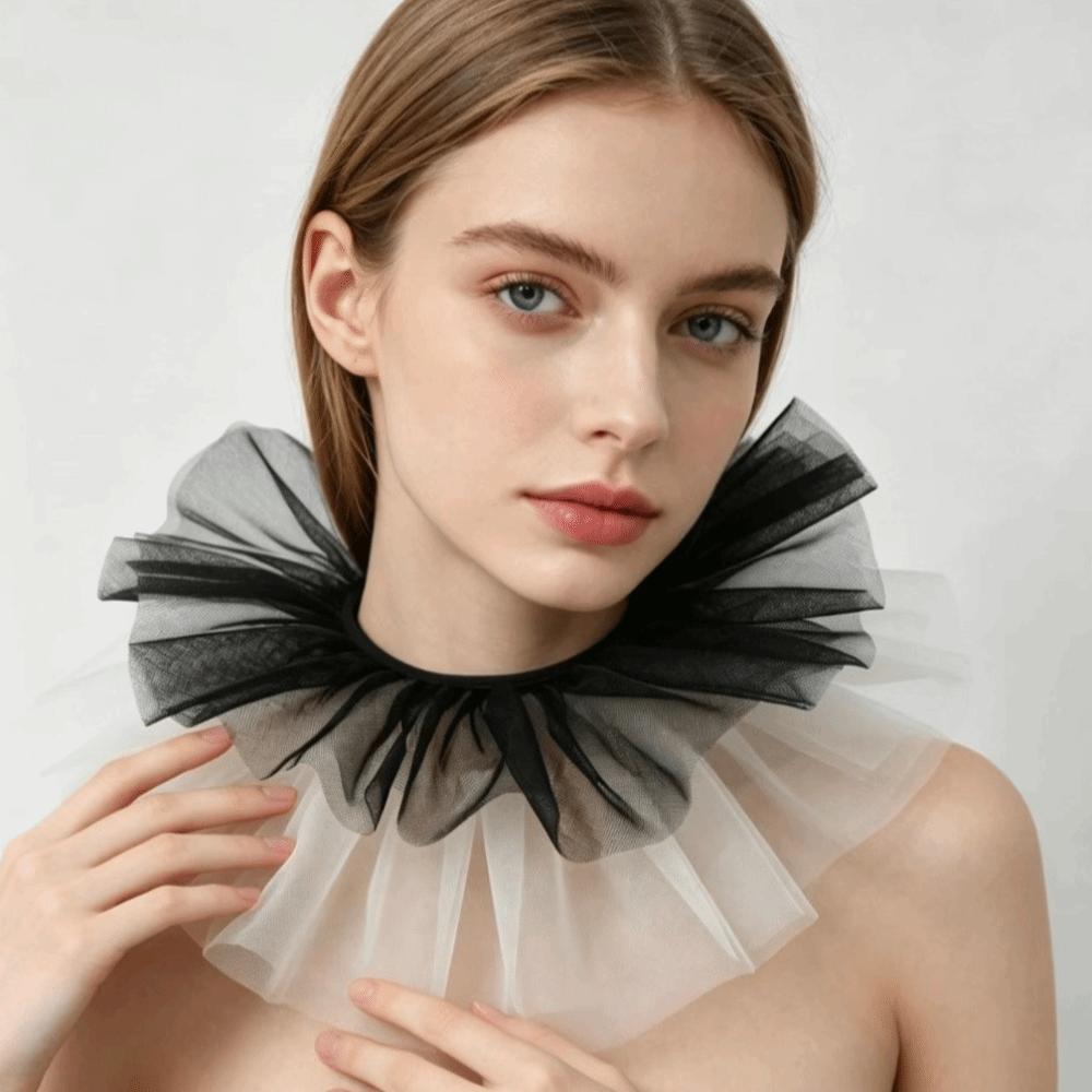 Detachable Fake Collar Shawl Ruffle Mesh Makeup Neck Shawl Vintage Neck Collar  Cosplay Event