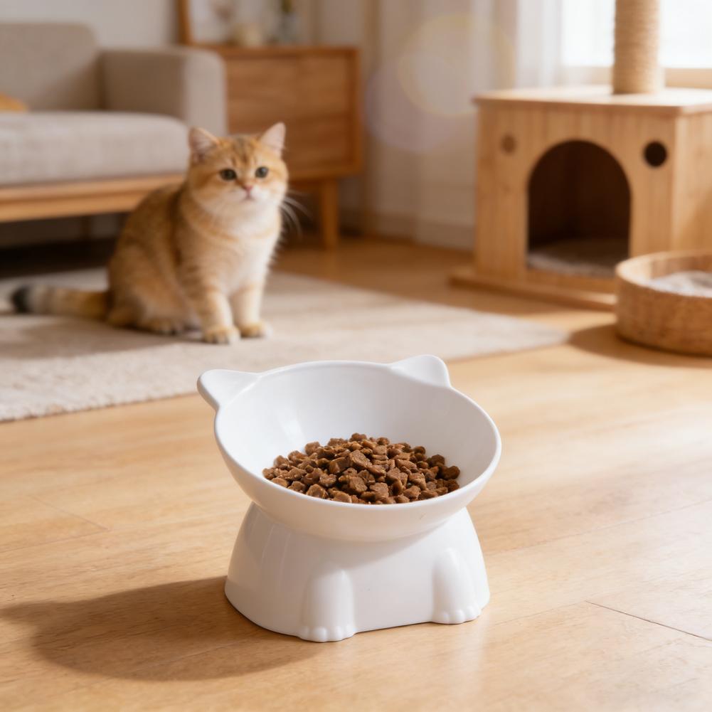 New Elevated Cat Bowls Stress Free Feeder and Waterer with Base Anti-Vomiting Tilted Raised Nonslip No Spill Dropship Pet Bowls