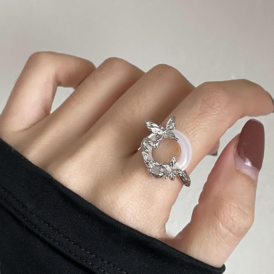 

Butterfly Gothic Beautiful Ring For Women Crafted From Copper With Stunning White Agate J5793