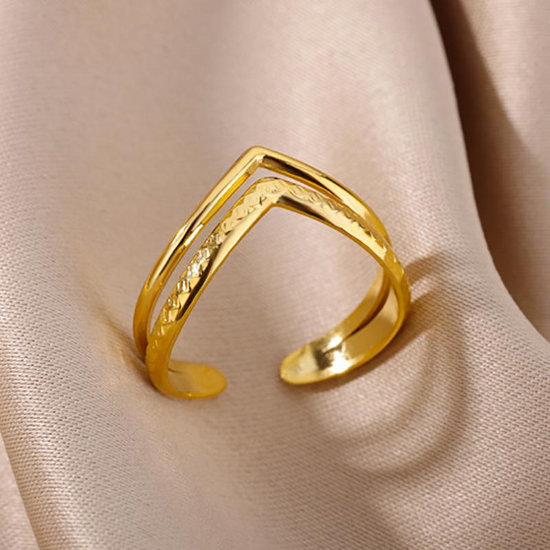 Stainless Steel Rings for Women Vintage Gold Color Geometric Ring Female Male Luxury Aesthetic Jewelry Accessories Gifts