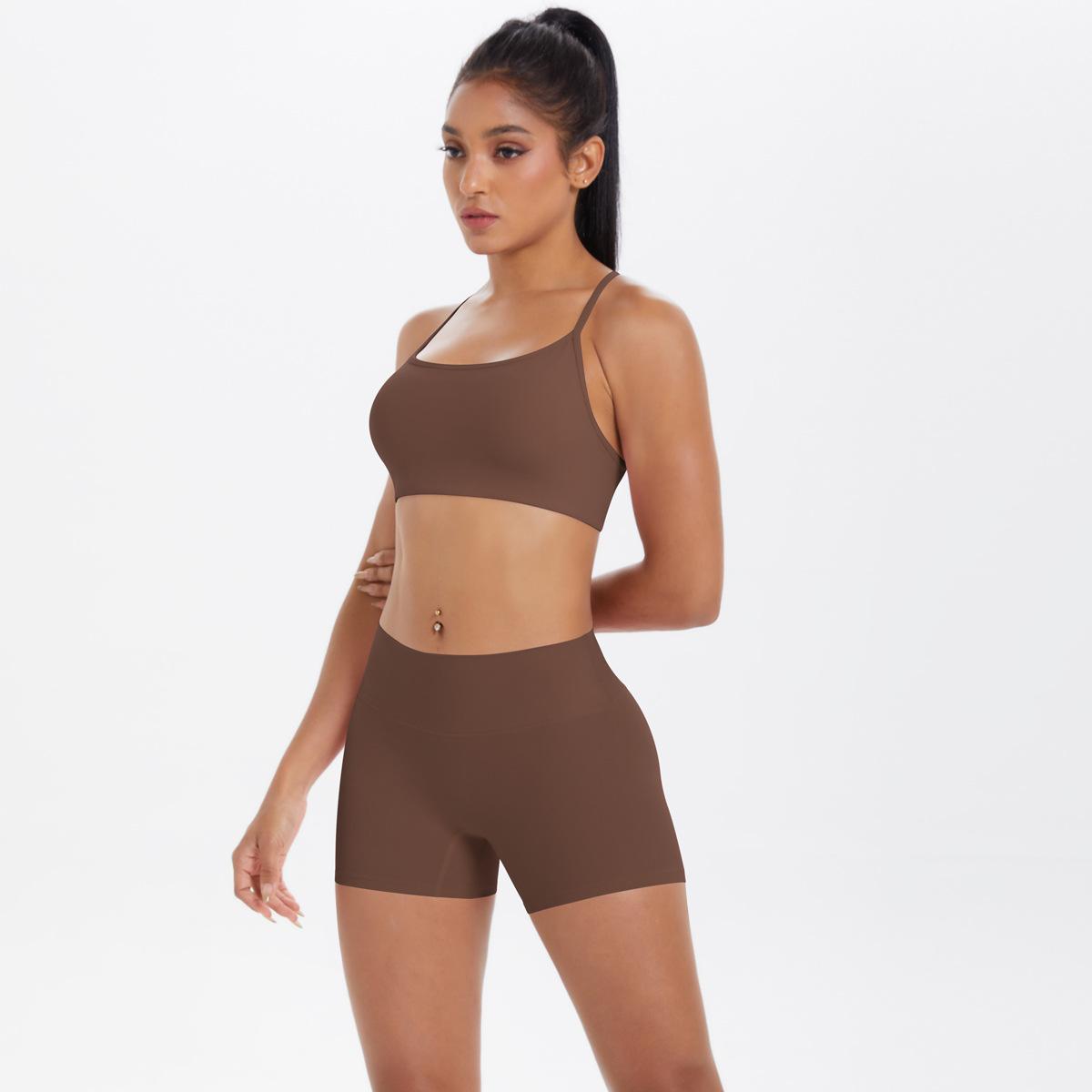 

New Outdoor Leisure Cloud Inspired Sports Yoga Suit Set, Quick Drying Tight Cross Back And Hip Lifting Shorts, Fitness Two-Piece Set For Women S