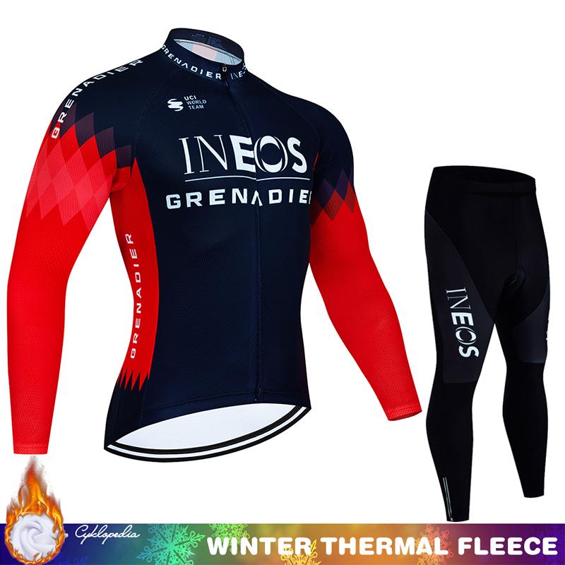 Men's Cycling Suit Winter Thermal Fleece Jersey Mtb Man Clothing Tricuta Maillot Pants Set Bib Road Bike Uniform Male