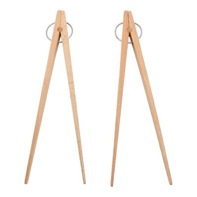 2 stücke Holz Lebensmittel Zange Wärme Isolierte Anti Slip Griff Buche Kochen Tong für Brot Grill