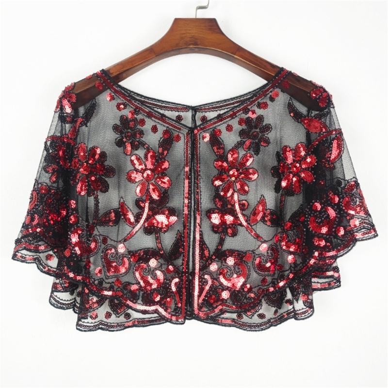 Sparkling Short Scarf Shawl With Glittering Sequined For Women And Girl Beach Event Evening Party Dressingup Accessory