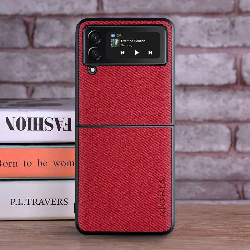 Case for Samsung Galaxy Z Flip 4 3 5G Flip3 Flip4 coque Luxury textile Leather cover funda for samsung galaxy z flip 4 case capa