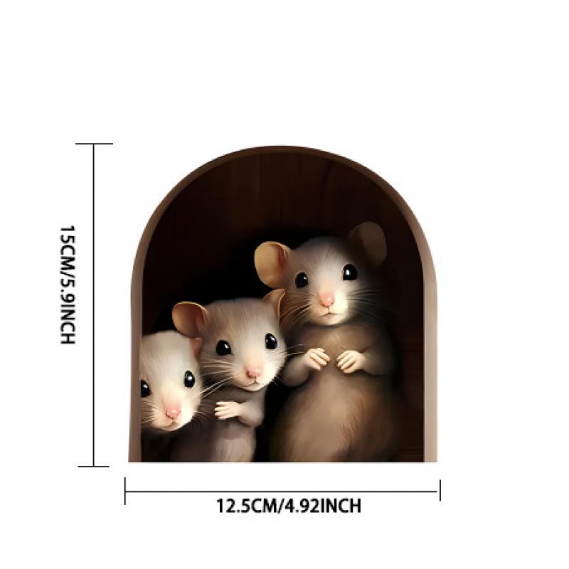 1ks PVC samolepka na stěnu Čtecí myši, samolepicí samolepicí vodotěsná vinylová samolepka se zvířecím vzorem.