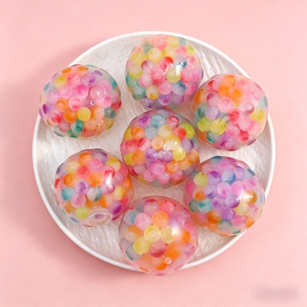 Soft Rainbow Bead Stress Ball TPR Sensory Fidget Ball New Squishy Stress Ball Kids Adults