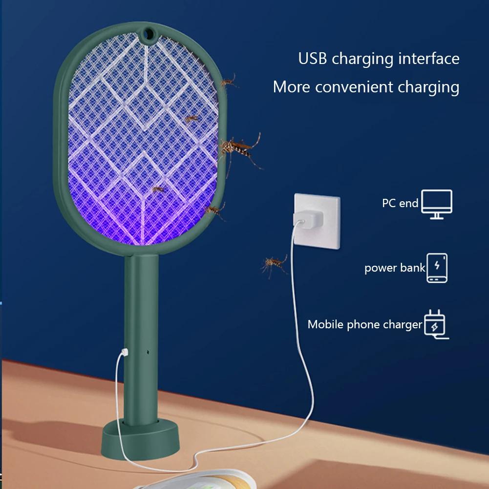 Electric Mosquito Killer USB Rechargeable Mosquito Racket Angle Adjustable Electric Bug Zapper With UV Light Household Supplies