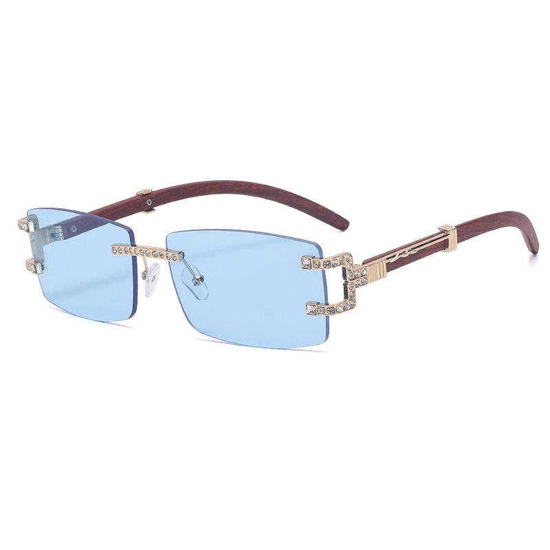European and American new rimless sunglasses women's square diamond-encrusted flower feet fashion sunglasses trendy and varied glasses