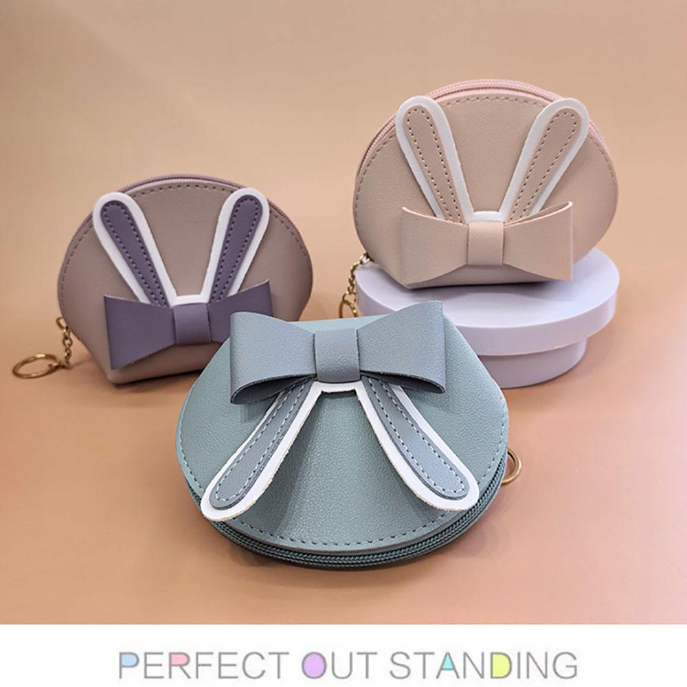 Rabbit Ear Bag High Quality Cute Mini Wallet Girl'S Keychain Pouch Girly Pu Leather Bag For Storage Travel Keychain