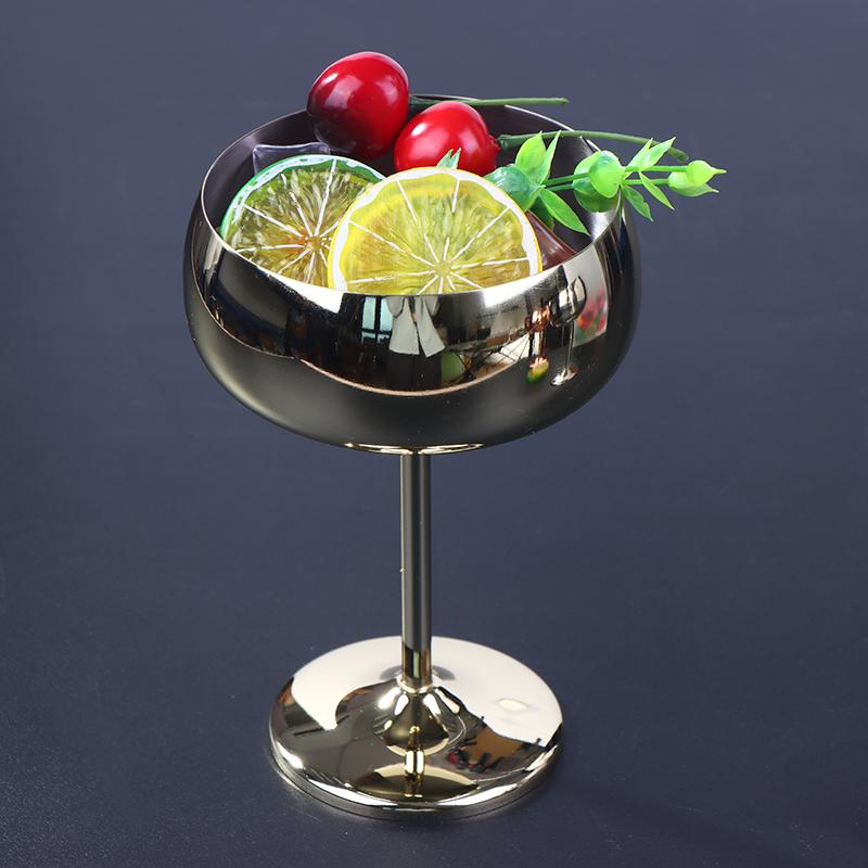 304 Stainless Steel Goblet Cocktail Glass Unbreakable Red Wine Cup Flute Cup Bar Martini Cup Metal Tall Champagne Glass
