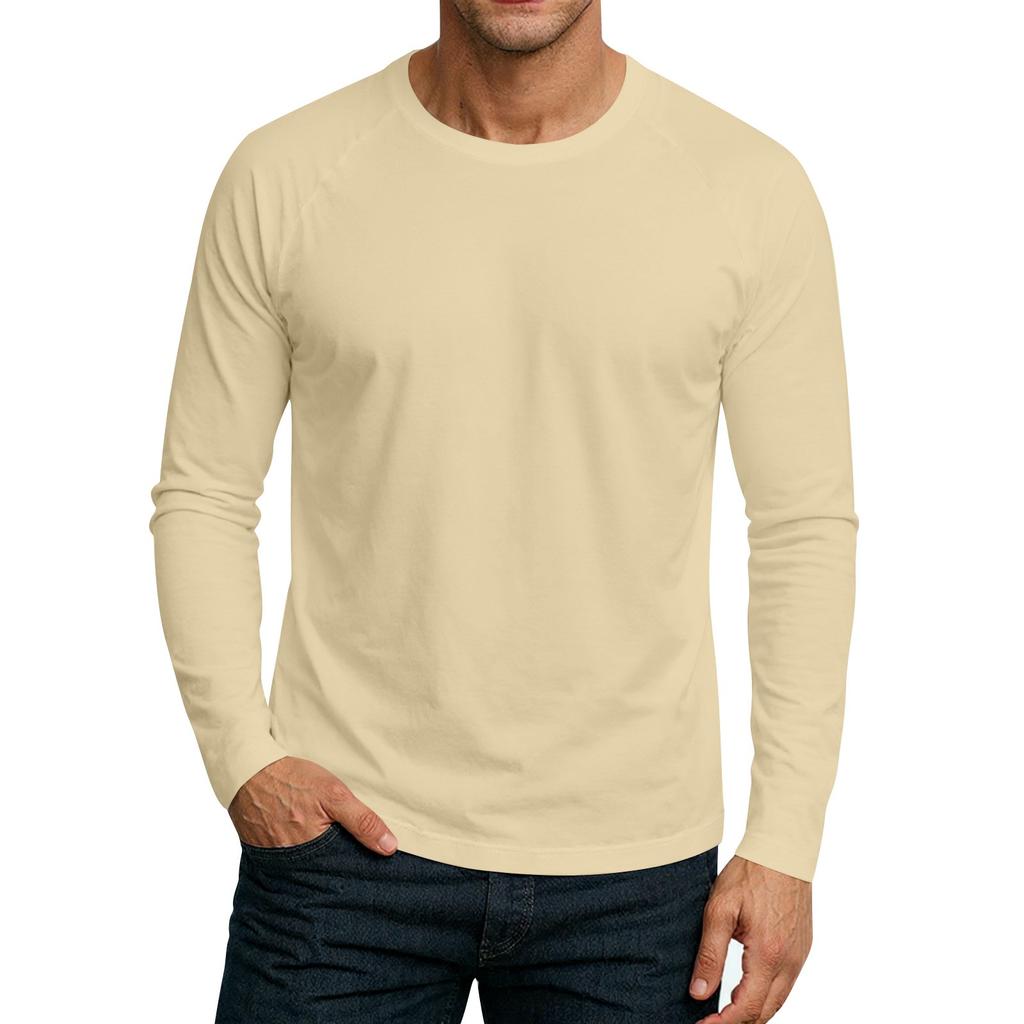 Men's Round Neck Plunger Long Sleeve T-Shirt Top