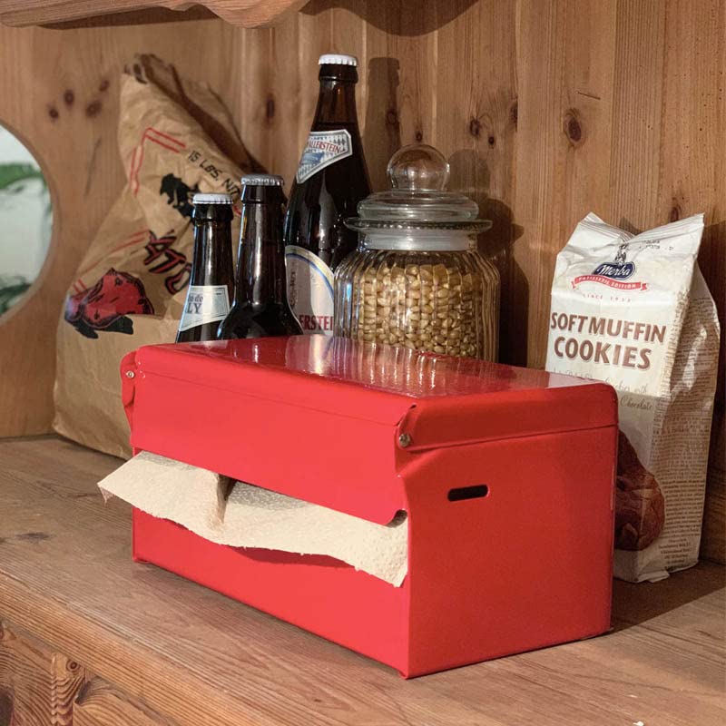 Dulton Tissue Dispenser Red Steel Paper Holder Box Height 145 Width 260 Depth 125mm 100-160NRD