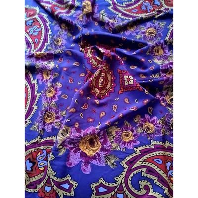 Used Byblos Large Scarf, Paisley Pattern, Floral Pattern, Multicolor, Purple Tones