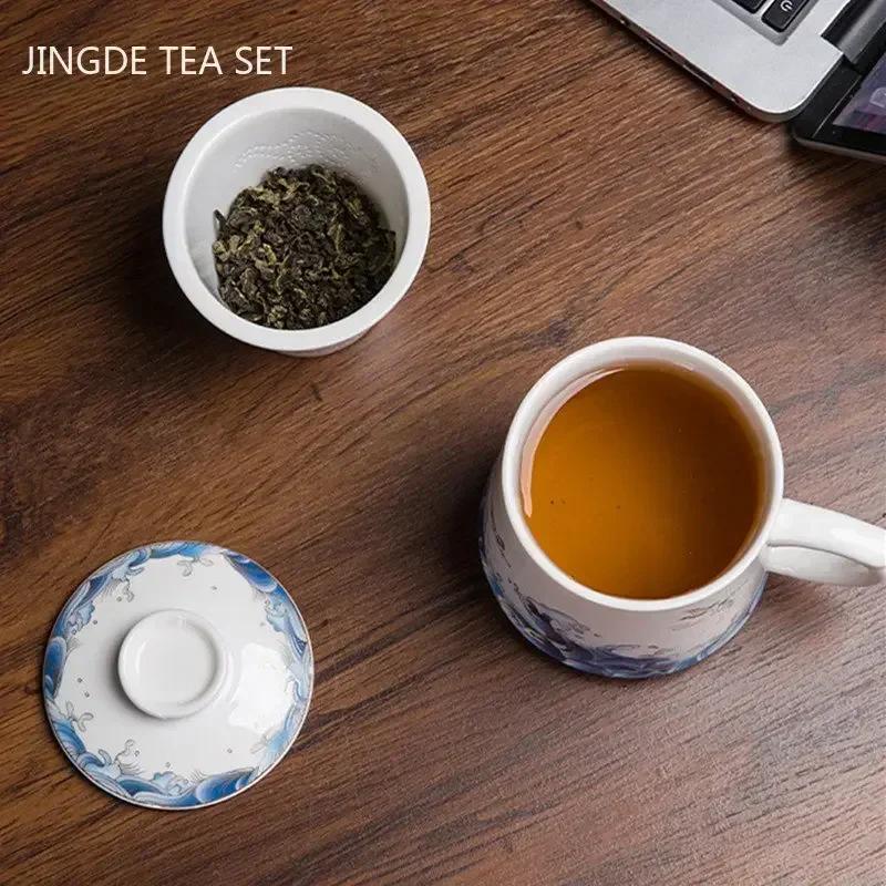 430ml Palace Ceramic Master Cup with Lid Enamel Color Tea Cup with Inner Filter Large-capacity Teacup Chinese Tea Set Supplies