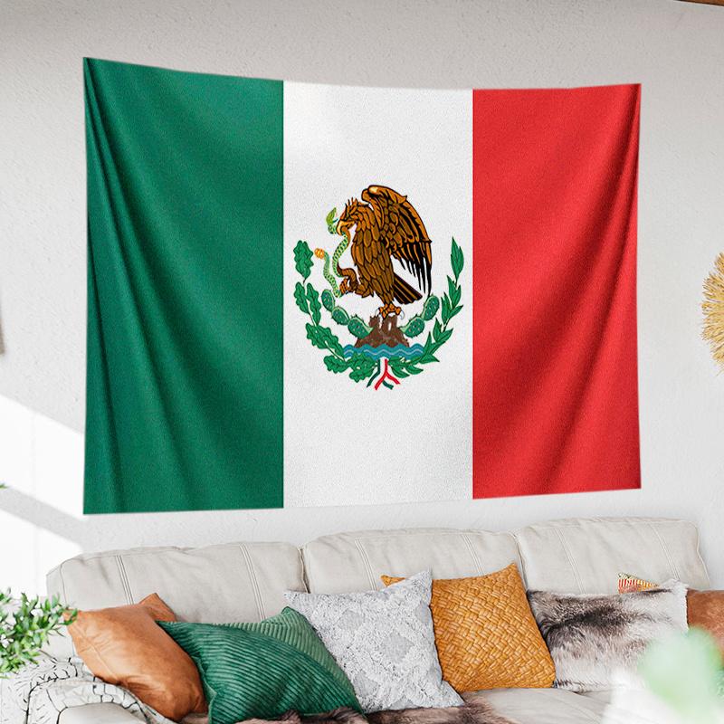 

2D Flat Mexican Emblem Flag Backdrop Cloth Polyester Party Banner Photography Background for Home Wedding Birthday Decor 74x94cm(29x37in)