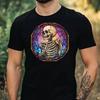 T-Shirt Men Skeleton Stained Glass Motif Cotton Size XS To 5XL