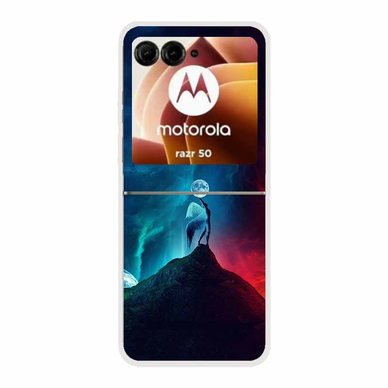 For Moto Razr 50 Case Clear Plastic Hard Painted Space Transparent Phone Covers for Motorola Razr 60 50 Coque Razr 2024 PC Cases