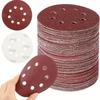 5-Inch 80 Grit Aluminum Oxide Sanding Discs - 8-Hole Hook Loop Red Velvet for Metal Wood Polishing Air Grinders