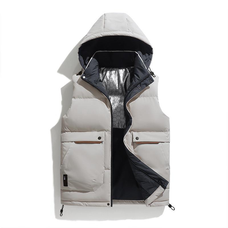 2025 Down Cotton Vest Men's Autumn and Winter Casual Vest Vest Vest Winter Warm Vest Large Size Thickened Trendy Jacket