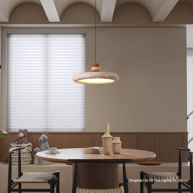 Wabi-Sabi Retro Yellow Travertine Chandelier, 2024 New Design for Dining Room or Bar Counter