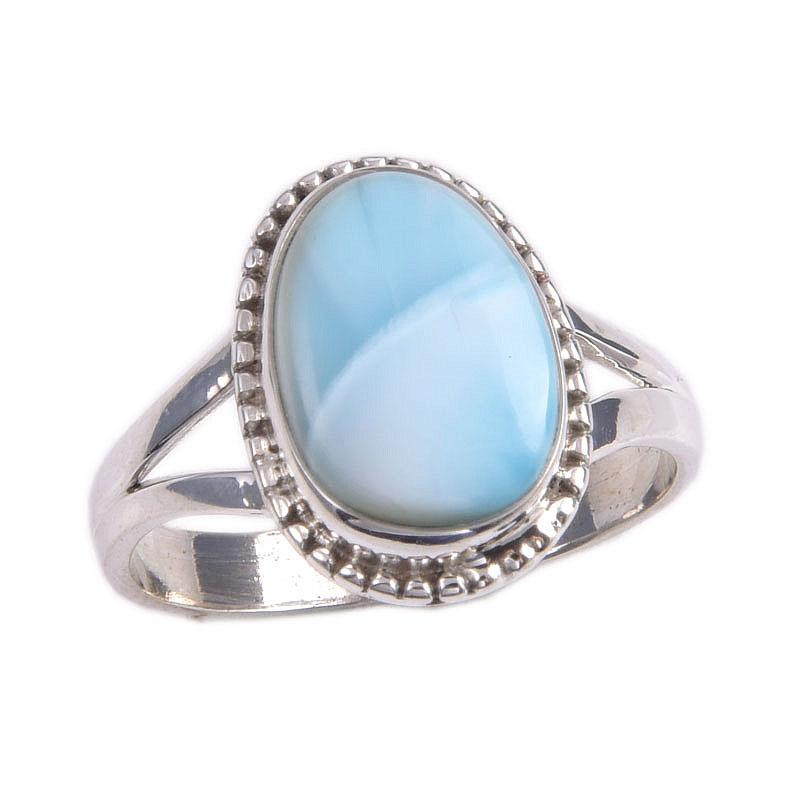 Natural Republic Larimar Gemstone 925 Solid Silver Jewelry Ring Size 8.5 E7I29