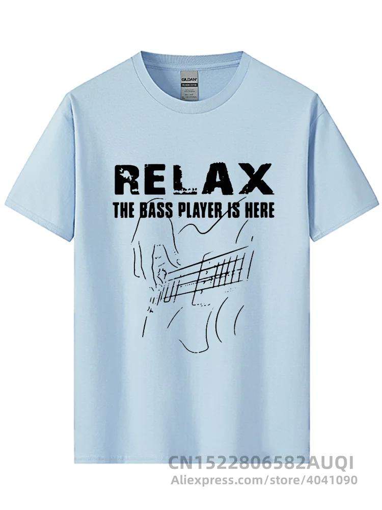Electric Guitar Nevan Music Tshirt Relax The Bass Player Is Here 100% Cotton Fashionable Black T Shirt Summer Popular Tees