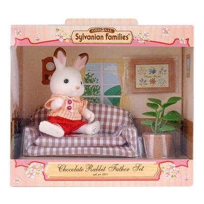 Sylvanian Family Chocolate Rabbit Dad and Sofa Toy 5013, 1 set, populära koreanska leksaker
