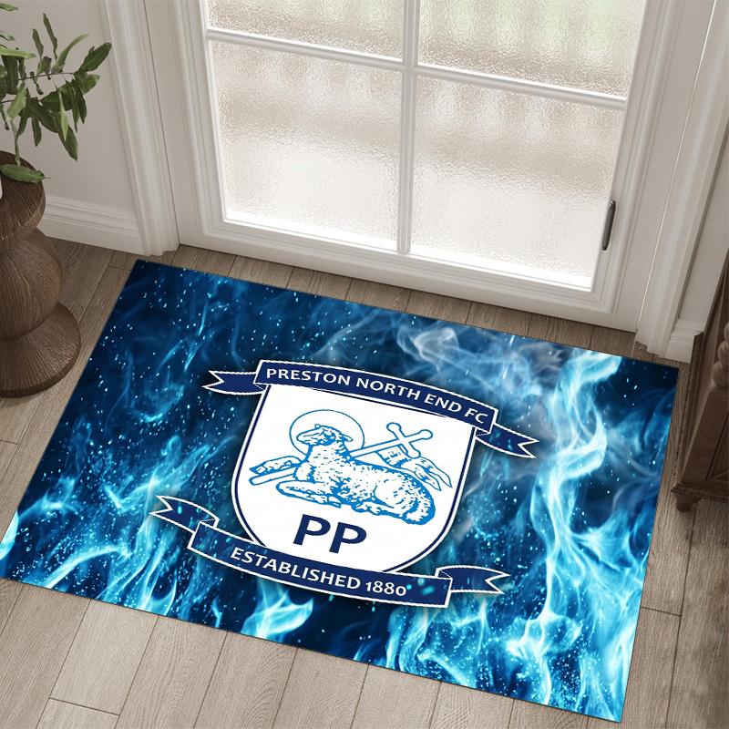 Preston North End Football Design Crystal Velvet Carpet Cozy Non?Slip Printed Rug For Bedroom Living Room Entrance