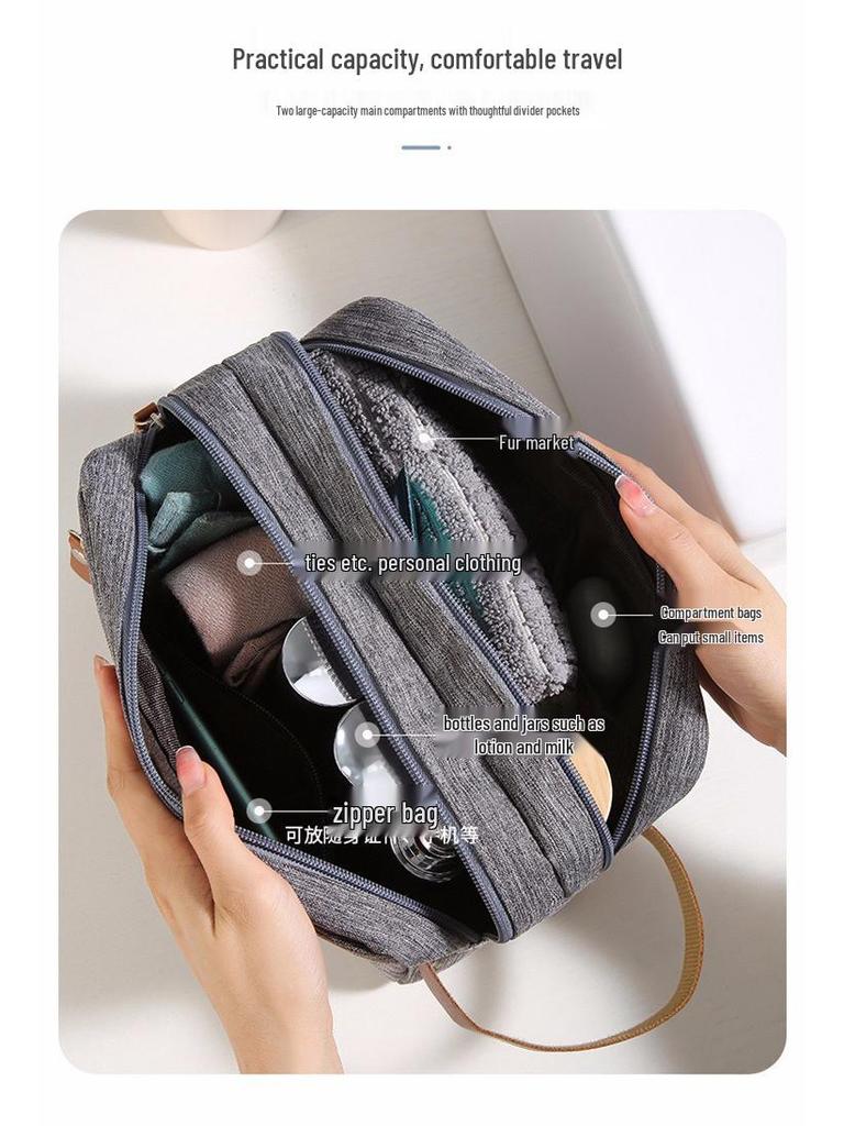 Men's Waterproof Oxford Cloth Toiletry Bag - Portable Business Storage with Dry/Wet Separation