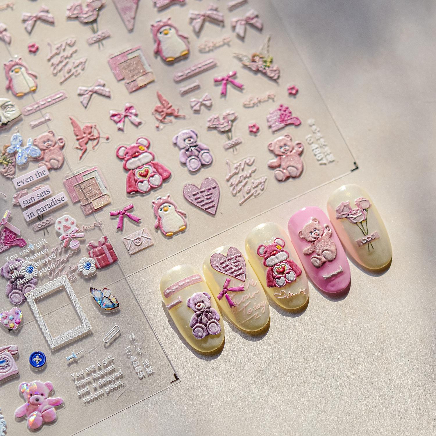 

Tomoni Embossed Pink Romantic Japanese Nail Art Stickers