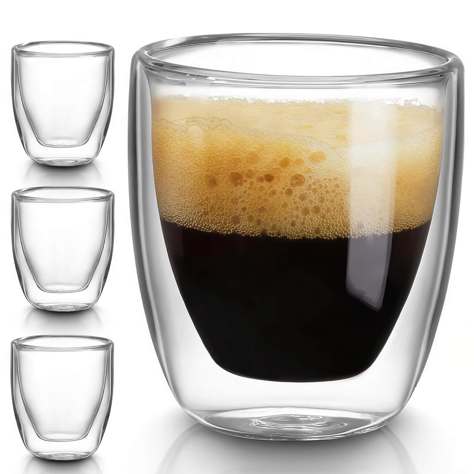 Pokaro Tea Glass Set of 300ml Full Can Hold Hot or Cold Heat Resistant up to Condensation Compact and Easy to Store Double-Wall Heat-Resistant Cups,