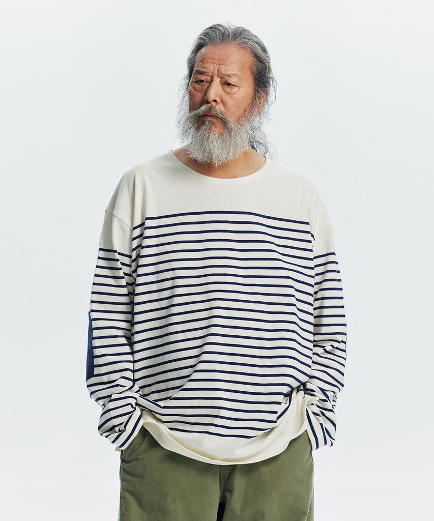 FRIZMWORKS Patch Stripe Boat Neck 004 _ Ivory