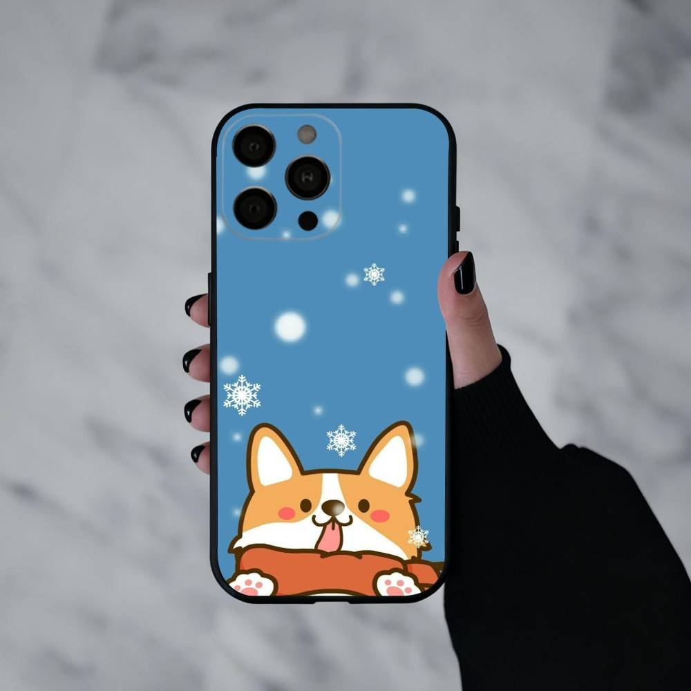 C-Cute Corgi D-Hund-G Handyhülle Für iPhone 17pro,16,15,14,13,12,11 Plus,Pro Max,XS,Weiche Silikon-Schwarze Hülle