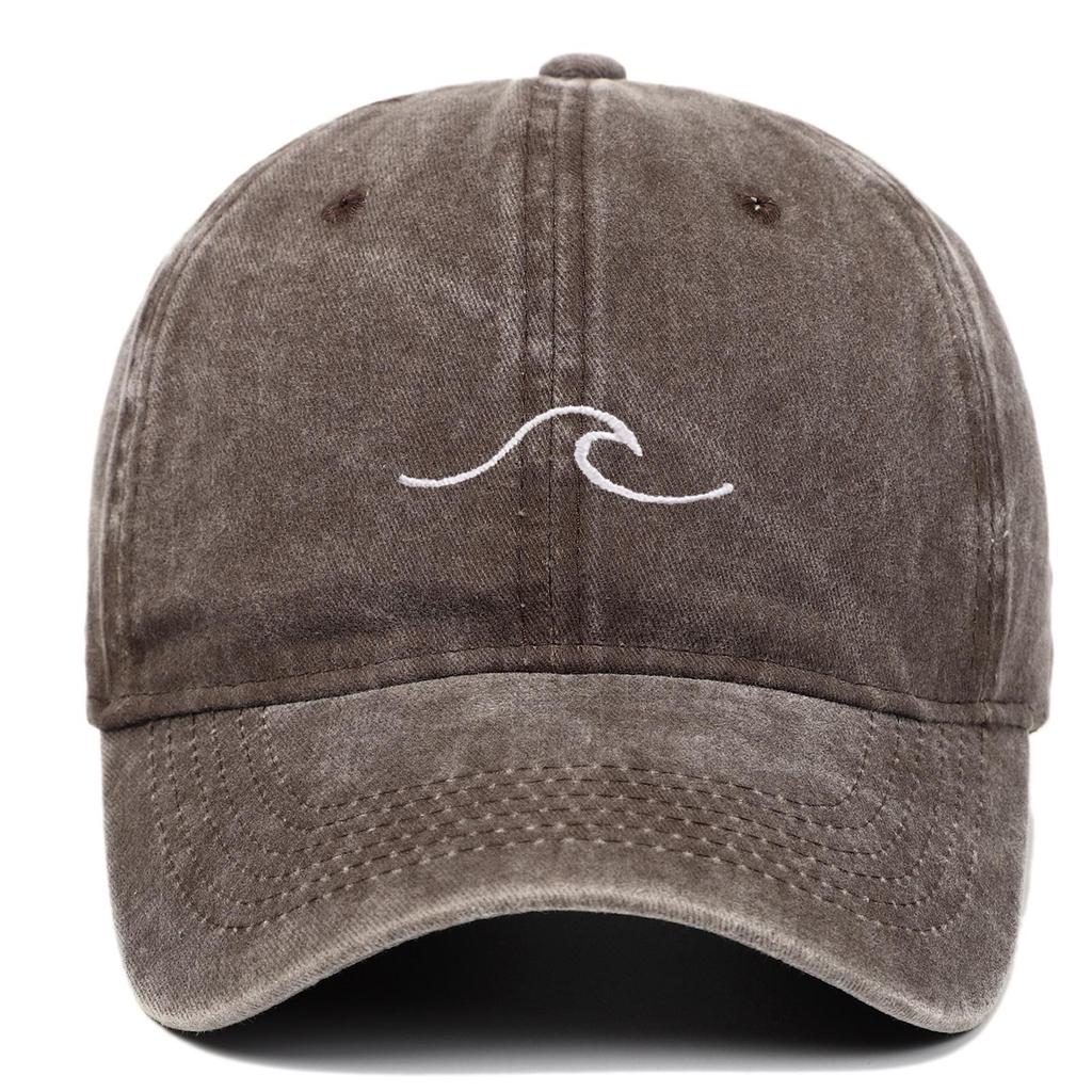 New Fashion Wavy Sea Wave Embroidered Cotton Baseball Cap - Washed Outdoor Casual Sun Hat