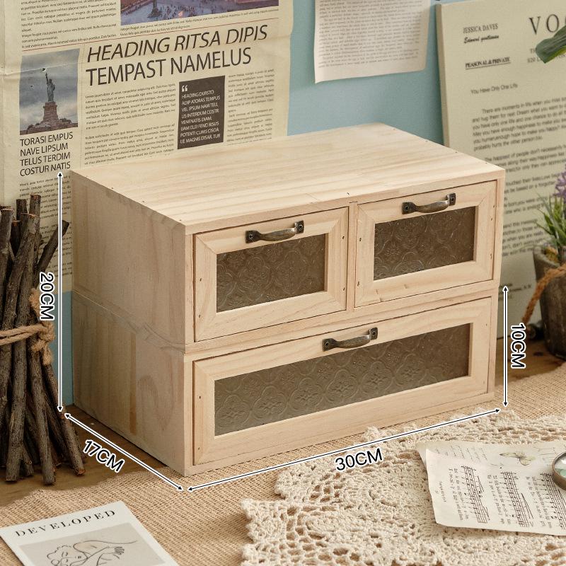 Retro Wooden Desk Organizer and Monitor Stand